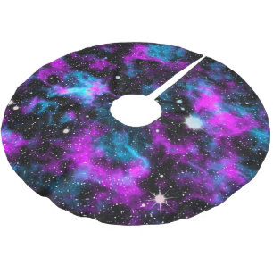 Blue Lila Galaxy Space Stars Weihnachten Polyester Weihnachtsbaumdecke