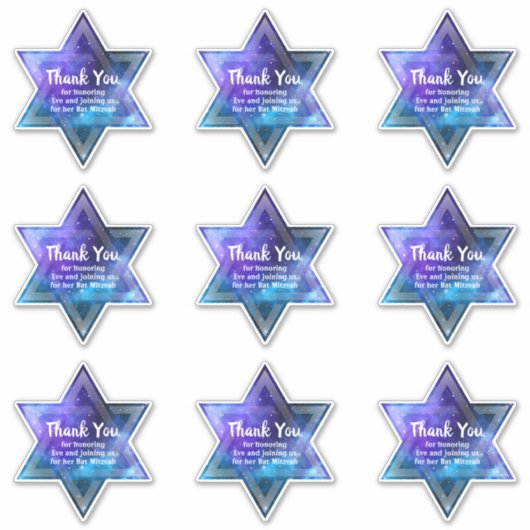 Blue Lila Galaxy Star von David Bar Bat Mitzvah Aufkleber (Vorderseite)