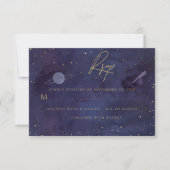 Blue Lila Galaxy Starry Night Celestial Wedding RSVP Karte (Vorderseite)