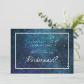 Blue Lila Galaxy wird meine Bridesmaid sein Einladung (Stehend Vorderseite)