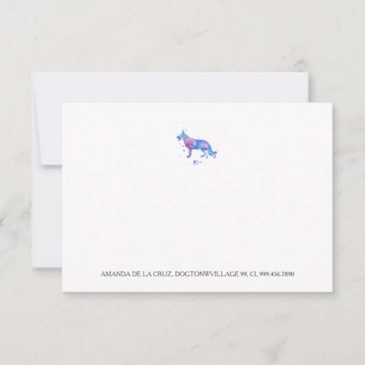 Blue Lila German Shepherd Watercolor Illu (Vorderseite)