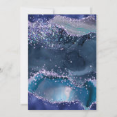 Blue Lila Glitzer Agate Wedding Einladung (Rückseite)