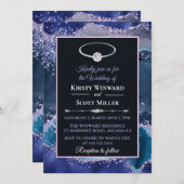 Blue Lila Glitzer Agate Wedding Einladung (Vorne/Hinten)