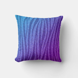 Blue Lila Glitzer Zebra Print Metallic Cushion Kissen