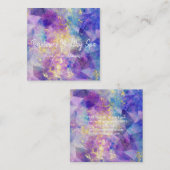 Blue Lila Gold Abstrakt Square Business Card Quadratische Visitenkarte (Vorne/Hinten)