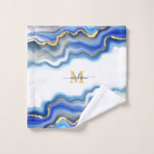Blue Lila Gold Marble Personalisiert Badhandtuch Set (Waschlappen)
