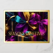 Blue Lila Gold Weihnachtspenden Folien Feiertagskarte (Vorderseite)