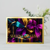 Blue Lila Gold Weihnachtspenden Folien Feiertagskarte (Stehend vorne)