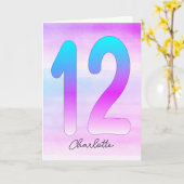 Blue Lila Gradient 12. Geburtstag Karte (Gelbe Blume)
