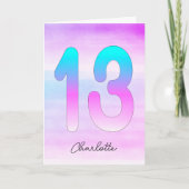 Blue Lila Gradient 13. Geburtstag Karte (Vorderseite)
