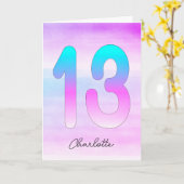 Blue Lila Gradient 13. Geburtstag Karte (Gelbe Blume)