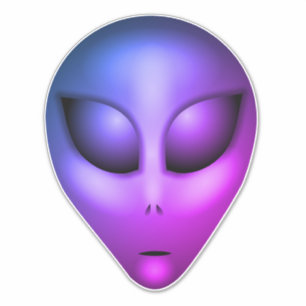 Blue Lila Grau Alien Head Aufkleber