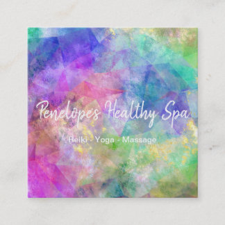 Blue Lila Green Abstrakt Square Business Card Quadratische Visitenkarte