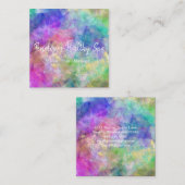 Blue Lila Green Abstrakt Square Business Card Quadratische Visitenkarte (Vorne/Hinten)