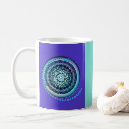 Blue Lila Green Medallion Design auf der Tasse (Mit Donut)