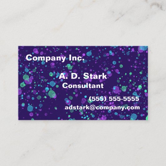 Blue Lila Green Spritzer Business Cards Visitenkarte (Vorderseite)