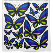 Blue Lila Green Wings Now Duschvorhang (Vorderseite)