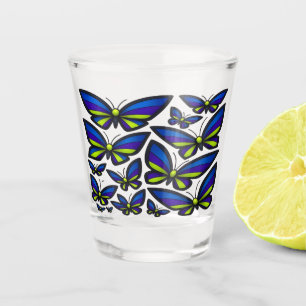 Blue Lila Green Wings Now Schnapsglas