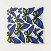 Blue Lila Green Wings Now Wandteppich (Vorderseite (Horizontal))