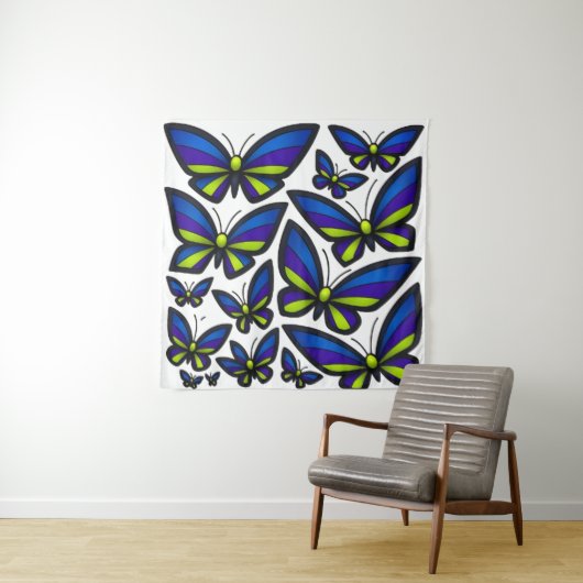 Blue Lila Green Wings Now Wandteppich (Beispiel)