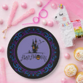 Blue Lila Happy Halloween Spuk House Pappteller (Party)