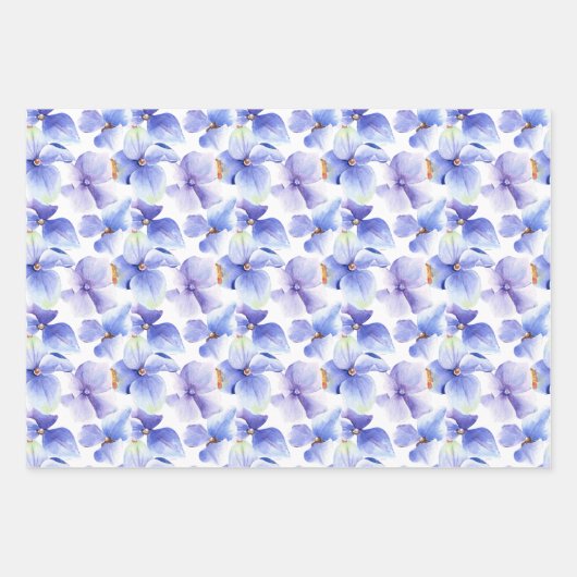 Blue Lila Hydrangea Blume Spring Brautparty Geschenkpapier Set (Vorderseite 3)