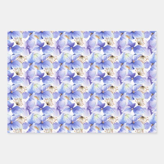 Blue Lila Hydrangea Blume Spring Brautparty Geschenkpapier Set (Vorderseite 2)