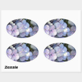 Blue Lila Hydrangea Oval Stickers (Blatt)