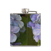 Blue Lila Hydrangea Vinyl Wrapped Flask Flachmann (Rückseite)