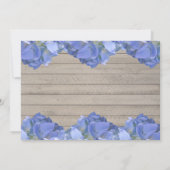 Blue Lila Hydrangea Wood Brautparty Einladung (Rückseite)
