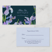 Blue Lila Iris Business Appointing Card Terminkarte (Vorne/Hinten)