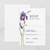 Blue Lila Iris Floral Watercolor Wedding RSVP (Vorne/Hinten)