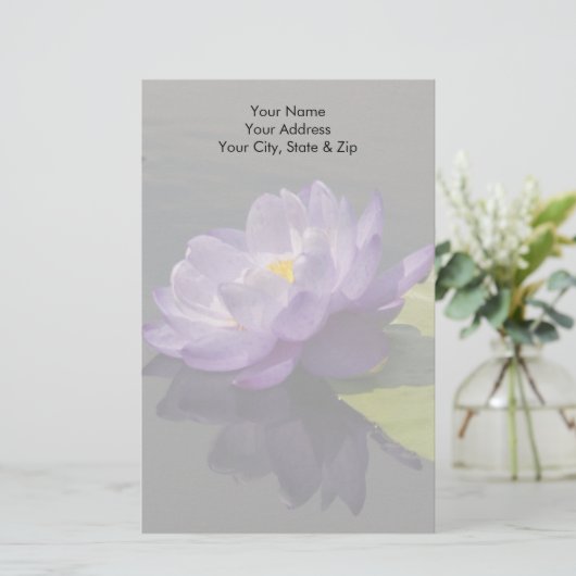 Blue Lila Lotus Wasserlilie Blume Briefpapier (Stehend Vorderseite)