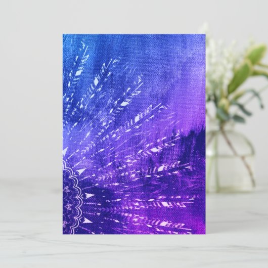 Blue Lila Mandala Clouds Boho Bohemisch Einladung (Stehend Vorderseite)