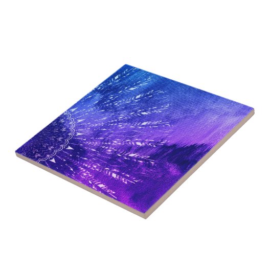 Blue Lila Mandala Clouds Boho Bohemisch Fliese (Seite)