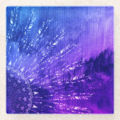 Blue Lila Mandala Clouds Boho Bohemisch Glasuntersetzer (Vorderseite)