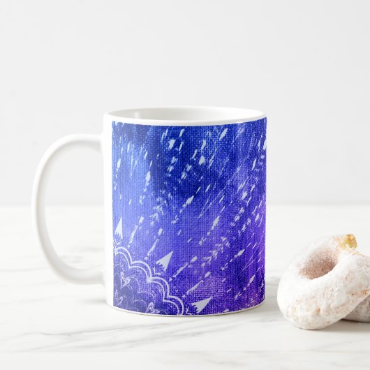 Blue Lila Mandala Clouds Boho Bohemisch Kaffeetasse (Mit Donut)