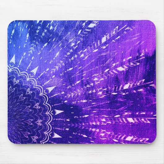 Blue Lila Mandala Clouds Boho Bohemisch Mousepad (Vorne)