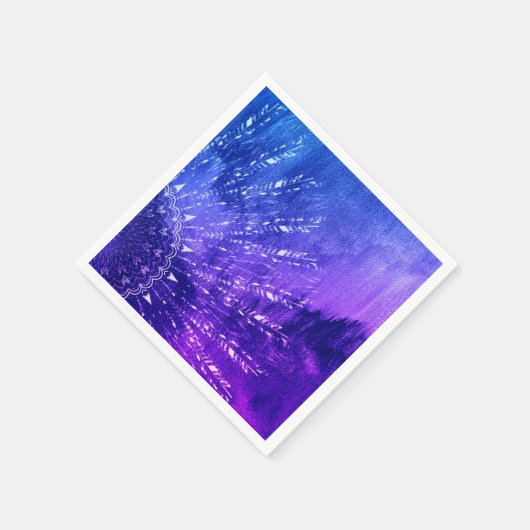 Blue Lila Mandala Clouds Boho Bohemisch Serviette (Ecke)