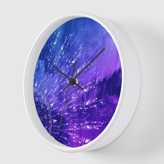 Blue Lila Mandala Clouds Boho Bohemisch Uhr (Winkel)