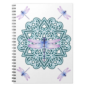 Blue Lila Mandala Dragonfly Notizblock