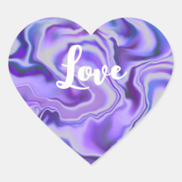 Blue & Lila Marble Digital Abstrakt Herz-Aufkleber