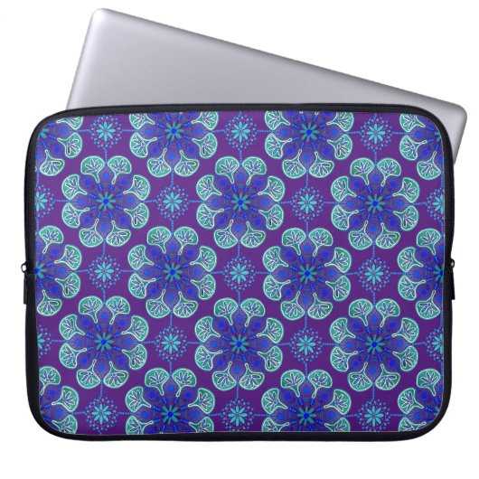Blue Lila Medallions Notebook-Ärmel Laptopschutzhülle (Vorderseite)