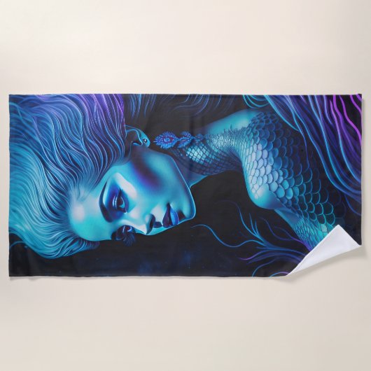 Blue Lila Mermaid Strandtuch (Vorderseite)