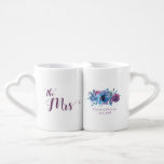 Blue Lila Moody Twilight Floral Happy Couple Liebestassen<br><div class="desc">Dieses Design ist wunderschön als eigenständige Tasse und verfügt auch über eine passende Hochzeitssuite! Feiern Sie Ihre Ehe jeden Tag mit diesen nistenden Tasse! Oder kaufen Sie sie als Geschenk für das glückliche Paar! Passen Sie Ihre Daten und Schriftart an.</div>
