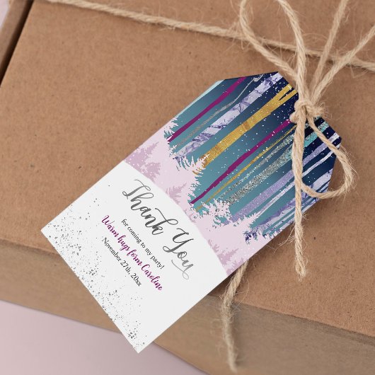 Blue Lila Mystic Snowy Wood Winter Geburtstag Geschenkanhänger