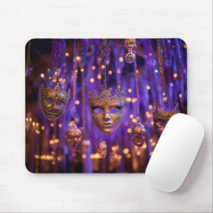 BLUE & LILA NACHTTIME MARDI GRAS CARNIVALE SCENE MOUSEPAD