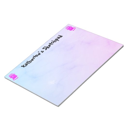 Blue Lila Ombre Funny Angel Cat Kids Sketch Notizblock (angewinkelt)