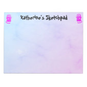 Blue Lila Ombre Funny Angel Cat Kids Sketch Notizblock (Vorderseite)