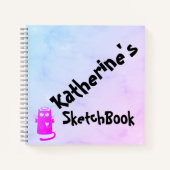 Blue Lila Ombre Funny Angel Cat Sketchbook Notizblock (Vorderseite)